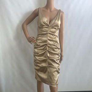 NWT. Camile la vie sleeveless satin gold dress